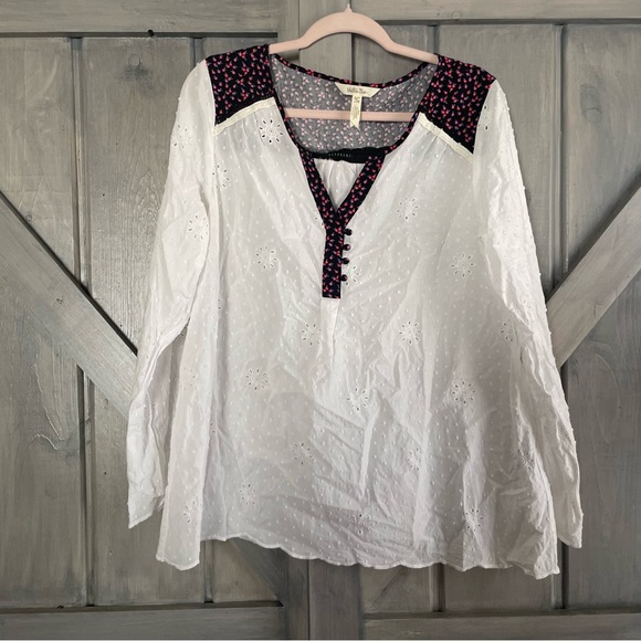 Matilda Jane Snow Globe‎ White Eyelet Floral Blouse Size XL - Picture 2 of 11